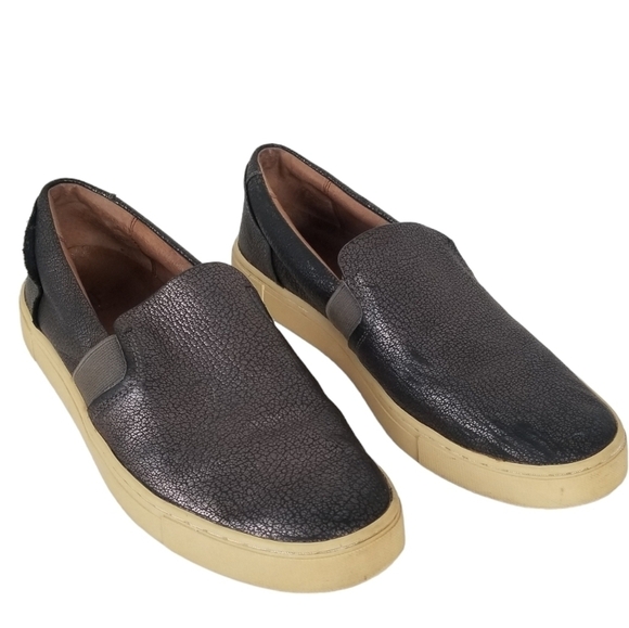Frye Ivy Leather Slip on Sneaker Metallic Gray Pewter Size 9M - Picture 1 of 10